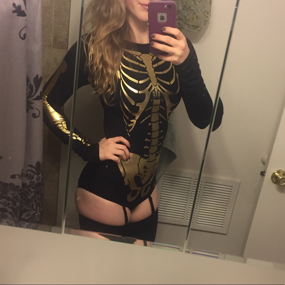 Gold and black skeleton costume